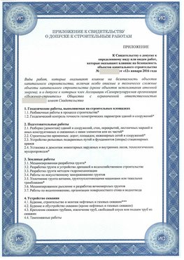 Приложение к свидетельству о допуске к строительным работам Первомайск СРО в строительстве